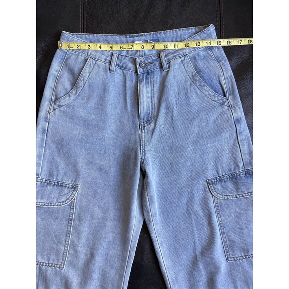 Happily Grey Juniors Size 7 - 27 Light Wash Wide Legs Denim Blue Jeans Womens - Picture 5 of 9